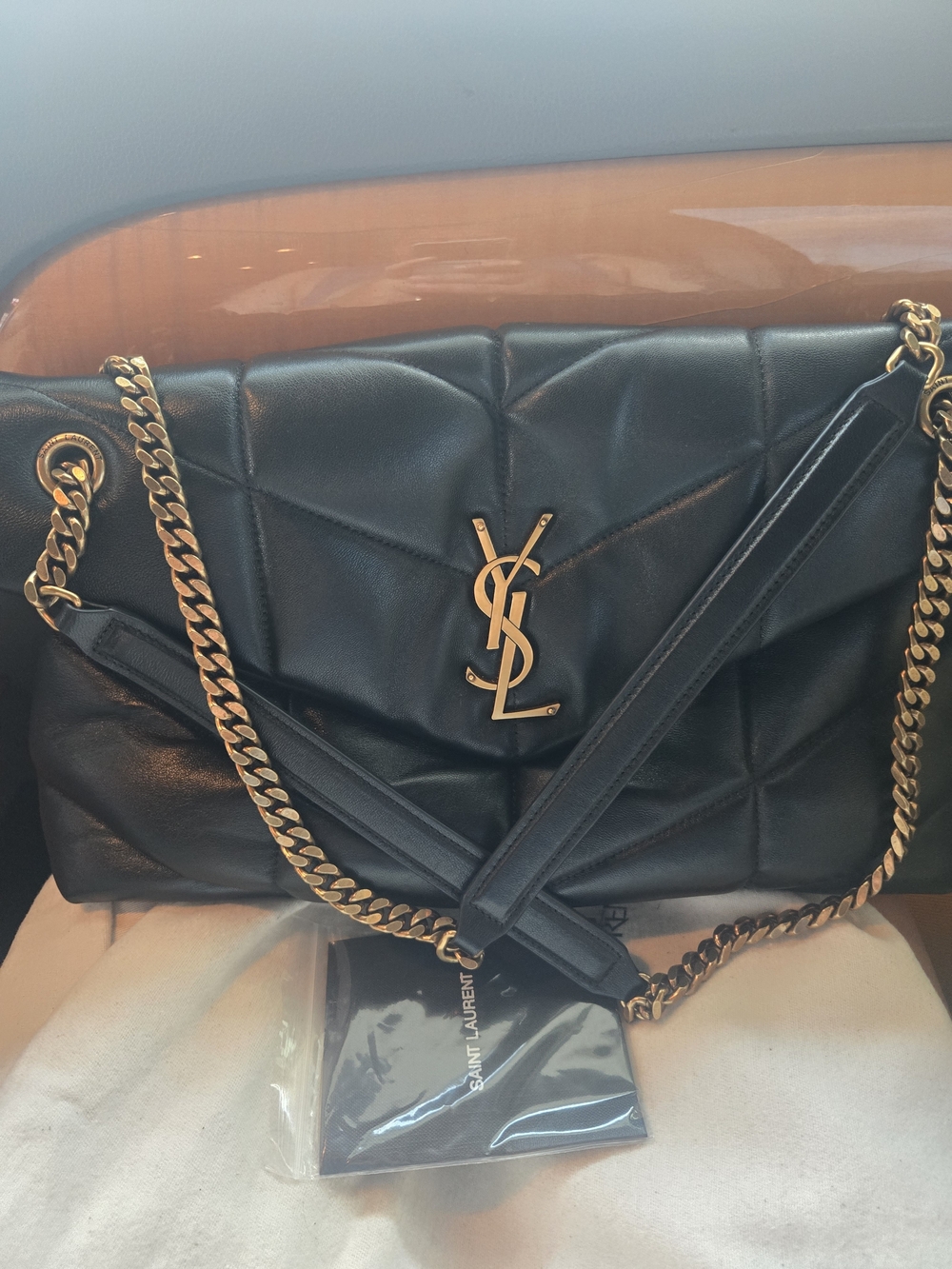 Saint Laurent Black Quilted Leather Chain Shoulder Bag